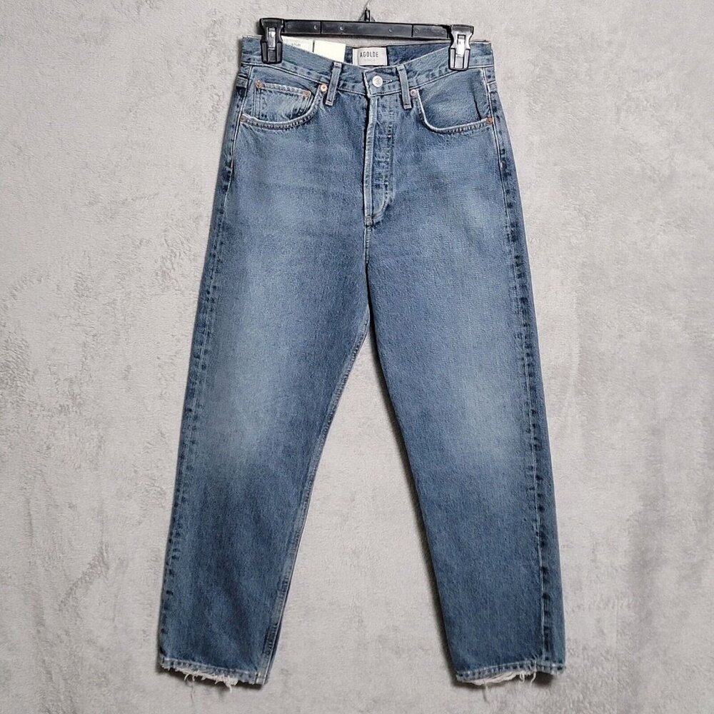 AGOLDE Jeans Womens 24 Blue 90s Crop Mid Rise Loose Straight Organic Denim Pants